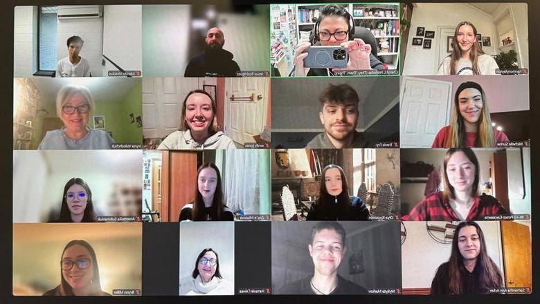 Sixteen people participating in a Zoom call.