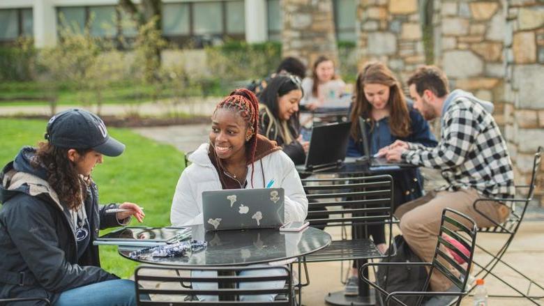 students gathered on campus